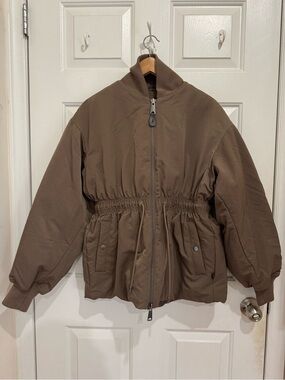 Alpha Industries Brown Drawstring-Waist Puffer Jacket, Size S